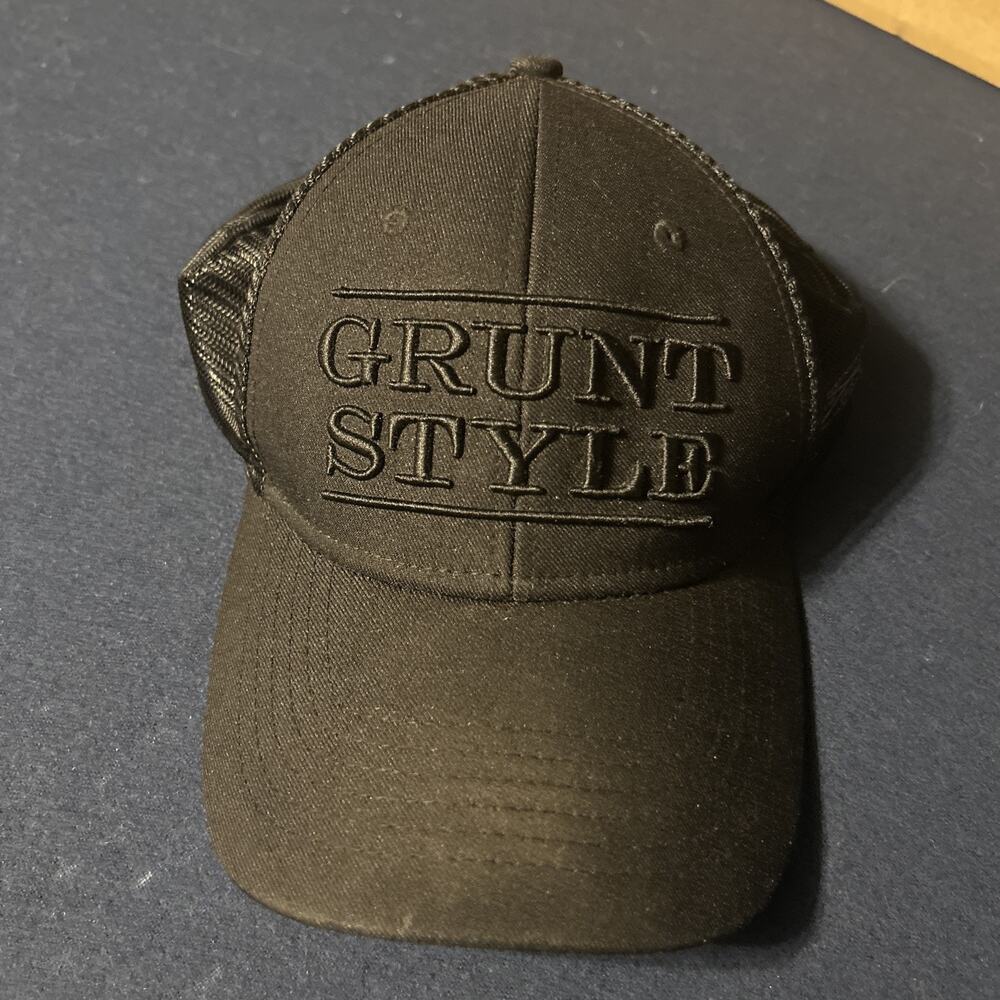 Grunt Style Men’s Black Hat, Embroidered, Mesh